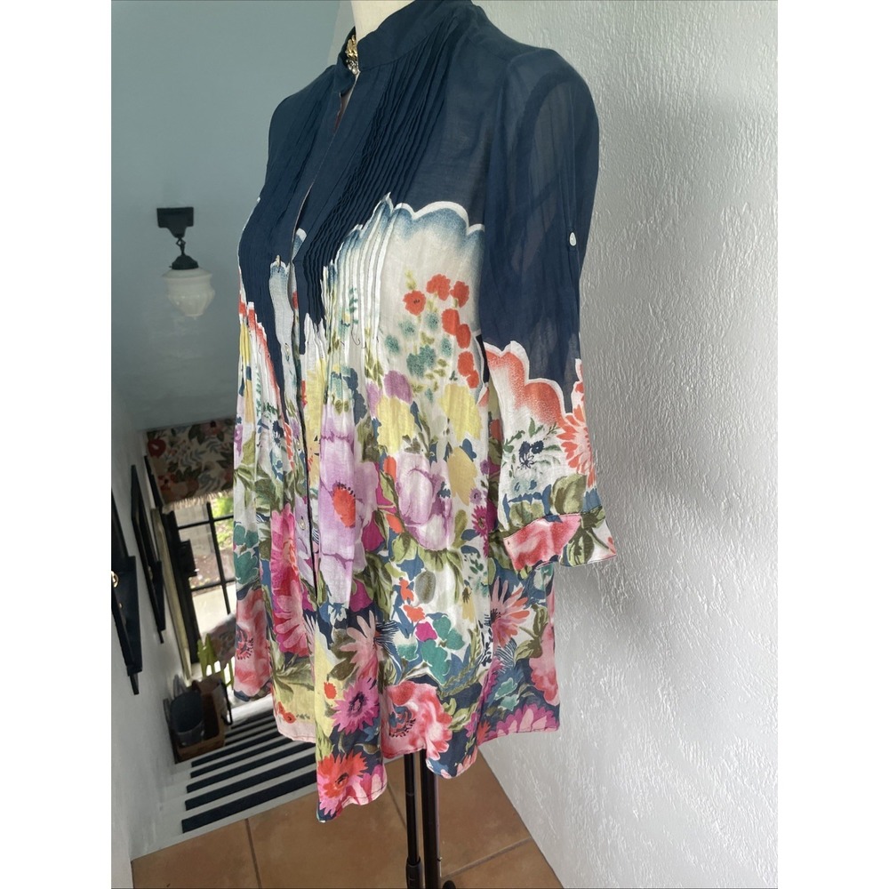 STUNNING FUNKY PEOPLE FLORAL BLOUSE ANTHROPOLOGIE SMALL In 100% Cotton - Picture 5 of 6